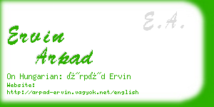 ervin arpad business card